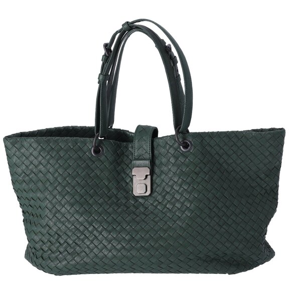 BOTTEGA VENETA Capri Tote Bag Dark Green Leather - Picture 1 of 9